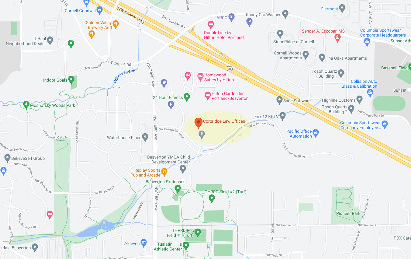Corbridge Law Map Location in Beaverton Oregon